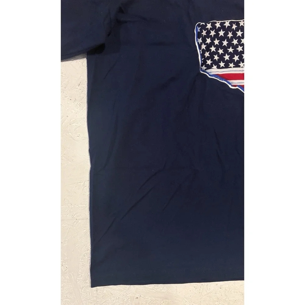 Vintage Jerzees USA Map Shirt Short Sleeve Mens XL Puff Paint Blue Red White - Picture 3 of 11